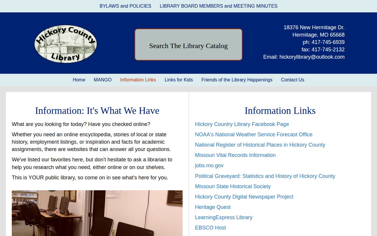 Hickory County Library information links for digital newspaper and local history research